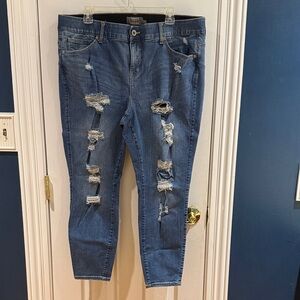 Torrid Ripped Blue Ankle Jeans